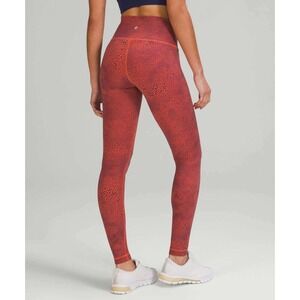 Lululemon Wunder Under Orange Crackle Print Leggings Size 4